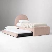 Elora Arched Upholstered Trundle, Twin, Performance Yarn Dyed Linen Weave, Alabaster
