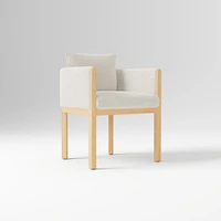Tallulah Dining Chair W/ Arm, Yarn Dyed Linen Weave Alabaster, Blonde