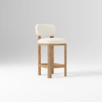 Anton Bar Stool, Yarn Dyed Linen Weave Alabaster, Burnt Wax
