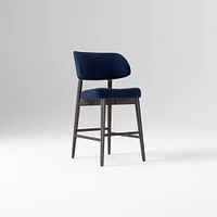 Hyde Bar Stool, Yarn Dyed Linen Weave Alabaster, Smoked Oak