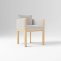 Tallulah Dining Chair W/ Arm, Yarn Dyed Linen Weave Alabaster, Blonde