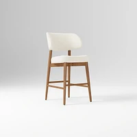Hyde Bar Stool, Yarn Dyed Linen Weave Alabaster, Smoked Oak