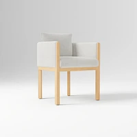 Tallulah Dining Chair W/ Arm, Yarn Dyed Linen Weave Alabaster, Blonde