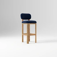Anton Bar Stool, Yarn Dyed Linen Weave Alabaster, Burnt Wax