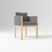 Tallulah Dining Chair W/ Arm, Yarn Dyed Linen Weave Alabaster, Blonde