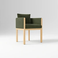 Tallulah Dining Chair W/ Arm, Yarn Dyed Linen Weave Alabaster, Blonde