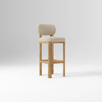 Anton Bar Stool, Yarn Dyed Linen Weave Alabaster, Burnt Wax