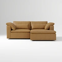 Harmony Modular 2-Piece Left Arm Chair Sectional, Saddle Leather Nut