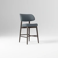 Hyde Bar Stool, Yarn Dyed Linen Weave Alabaster, Smoked Oak