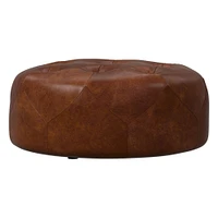 Brighton Small Ottoman, Poly, Ludlow Leather, Gray Smoke, Concealed Support