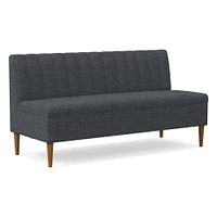 Emmett Dining Banquette Armless Bench, Yarn Dyed Linen Weave Pewter, Acorn