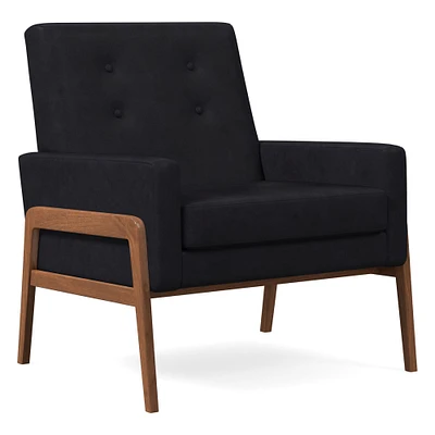 Henley Chair, Poly, Ludlow Leather, Gray Smoke, Walnut