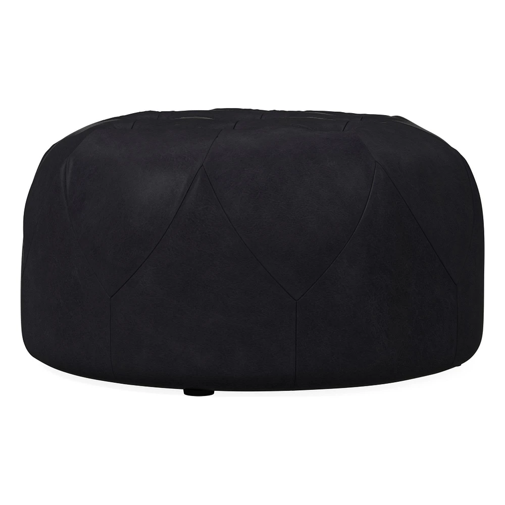 Brighton Small Ottoman, Poly, Ludlow Leather, Gray Smoke, Concealed Support