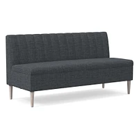Emmett Dining Banquette Armless Bench, Yarn Dyed Linen Weave Pewter, Acorn