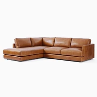 Haven 108" Right Multi Seat 2-Piece Bumper Chaise Sectional, Standard Depth, Saddle Leather, Nut