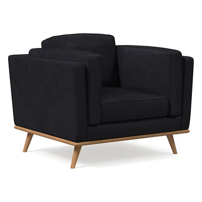 Zander Chair, Down Blend, Ludlow Leather, Gray Smoke, Almond