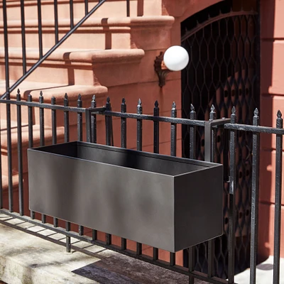 Streamline Metal Railing Planter, 24"W x 8"D 12.5"H, Antique Bronze