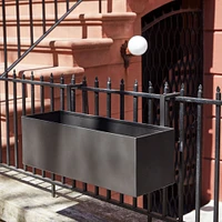 Streamline Metal Railing Planter, 24"W x 8"D 12.5"H, Antique Bronze