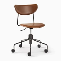Petal Fully Upholstered Office Chair, Saddle Nut Leather, Dark Bronze