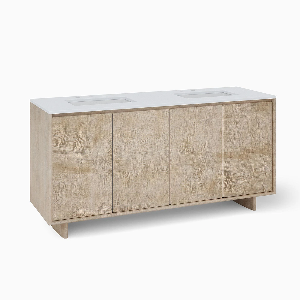 Anton Double Bathroom Vanity, 68", Burnt Wax, White Quartz Top