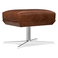 Austin Swivel Ottoman, Poly, Saddle Leather, Nut, Dark Bronze