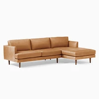 Haven Loft Set 02: RA Sofa, LA Chaise, Saddle Leather, Nut, Pecan, Trillium