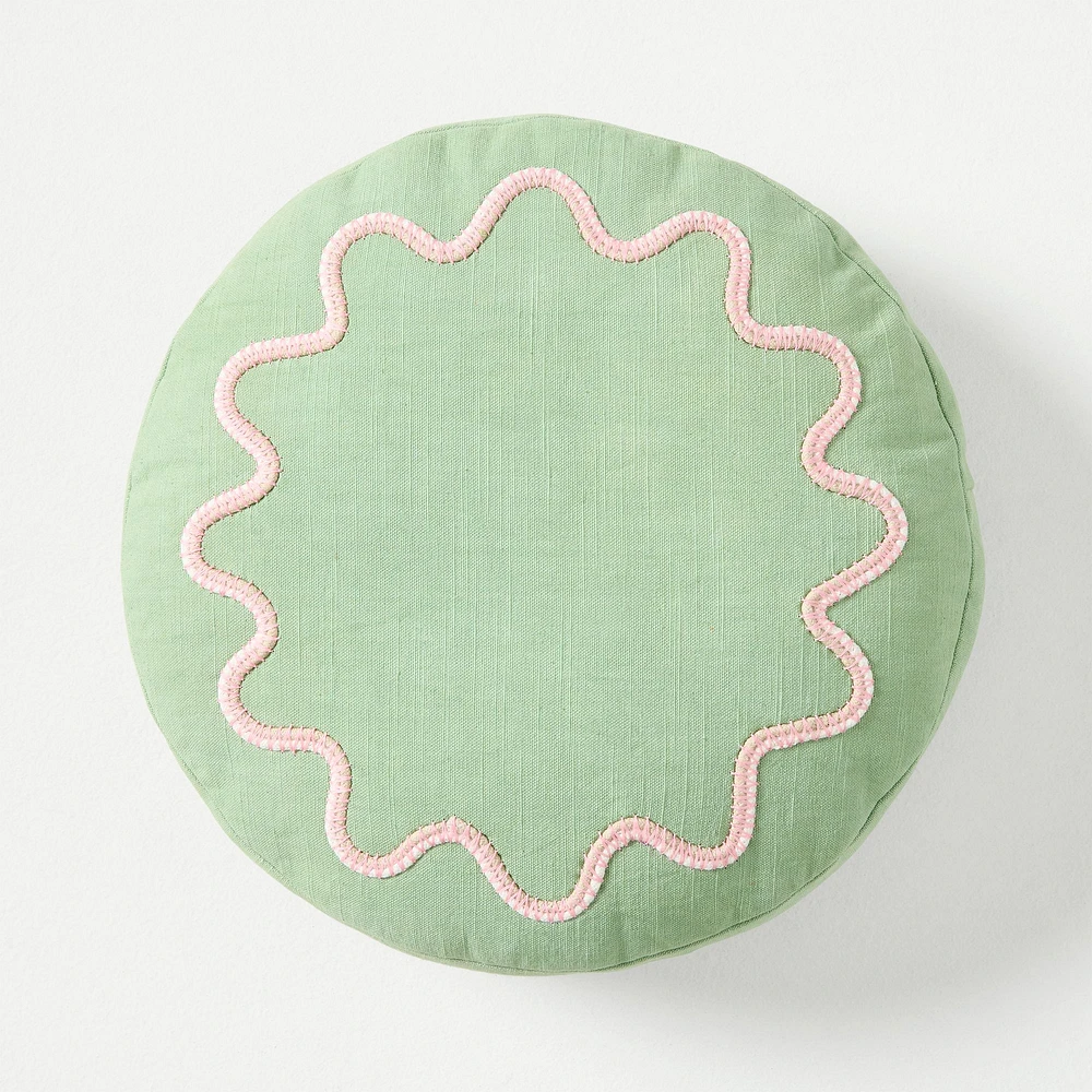 Collab Rhode Wiggle Round Pillow, Fair Green, 14"