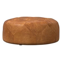 Brighton Small Ottoman, Poly, Ludlow Leather, Gray Smoke, Concealed Support
