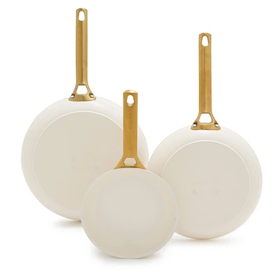 GreenPan Reserve 3-Piece Frypan Set, Cream