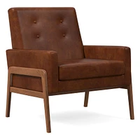Henley Chair, Poly, Ludlow Leather, Gray Smoke, Walnut
