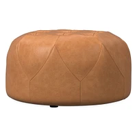 Brighton Small Ottoman, Poly, Ludlow Leather, Gray Smoke, Concealed Support