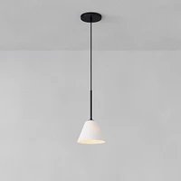 Sculptural Pendant Antique Brass Clear Glass Cone  (8")