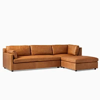 Marin 114" Right 3-Piece Ottoman Sectional, Standard Depth, Saddle Leather, Nut