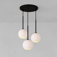Sculptural 3 Light Chandelier Antique Brass Clear Glass Globe  6.5"