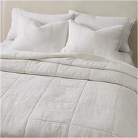 European Linen Box Stitch Full/Queen Quilt, White