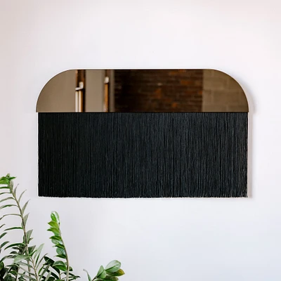 Candice Luter Sonata Slim Wall Mirror, Clear Tint, Black Fringe, 40"Wx23"H