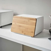 Yamazaki  Bread Box with Cutting Board Lid, White