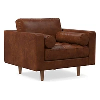 Dennes Chair, Down Blend, Ludlow Leather, Gray Smoke, Walnut
