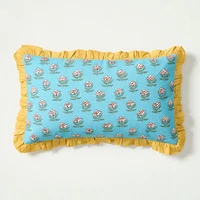 Rhode Begonia Print Pillow, Delphinium Blue