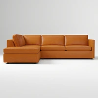Harris 112" Right Multi-Seat 2-Piece Bumper Chaise Sleeper Sectional, Saddle Leather, Nut