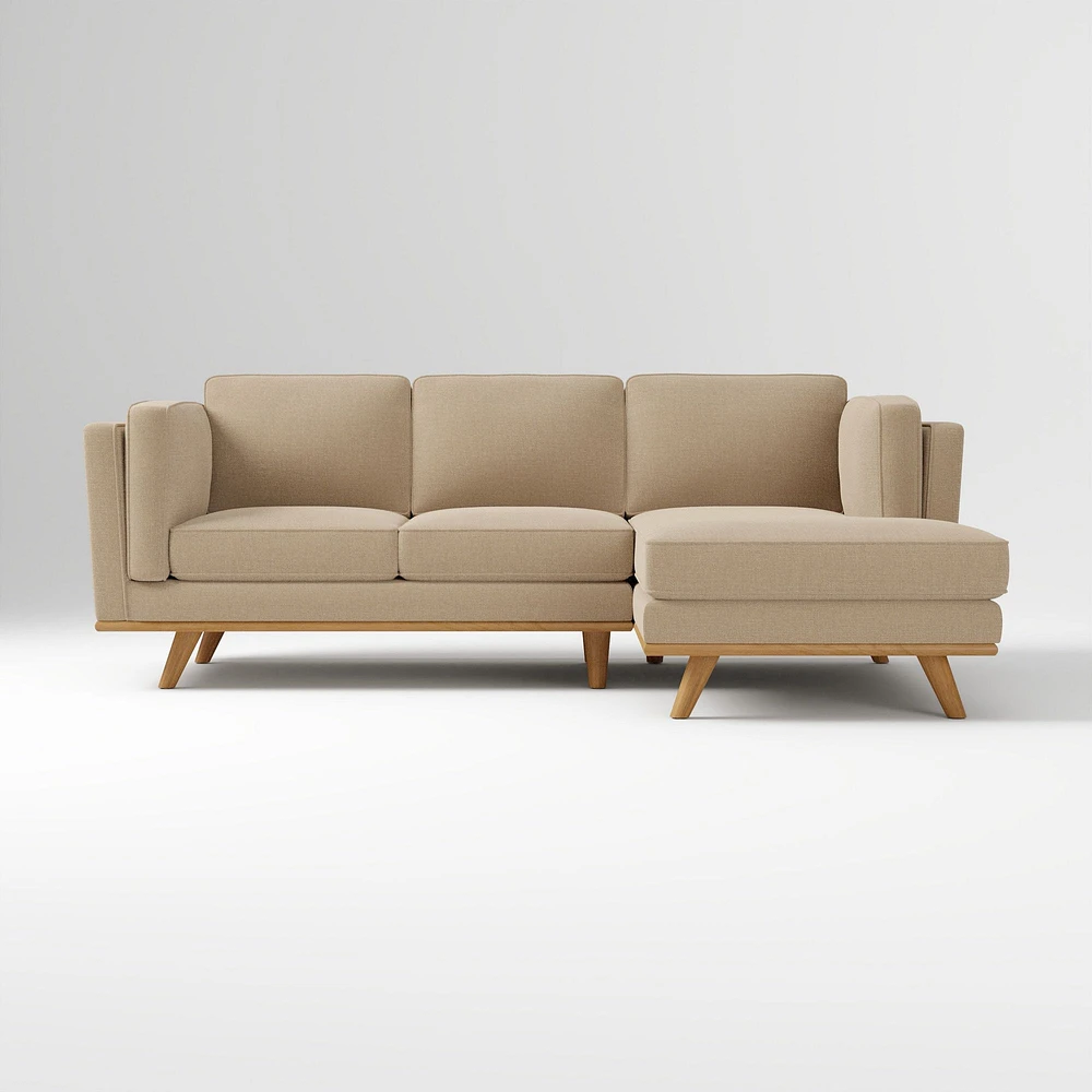 Zander 91.5" Right 2-Piece Chaise Sectional, Twill Camel Almond