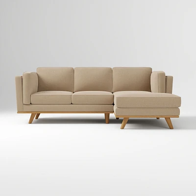Zander 91.5" Right 2-Piece Chaise Sectional, Twill Camel Almond