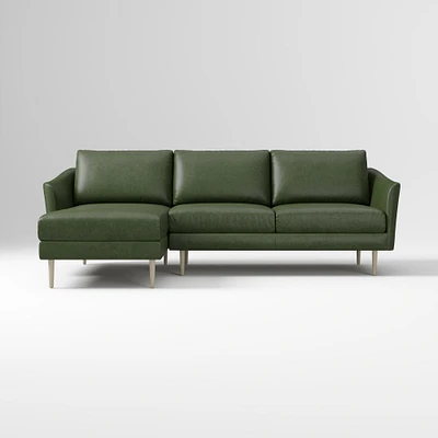 Sloane 96" Right 2-Piece Chaise Sectional, Saddle Leather, Nut, Champagne Bronze
