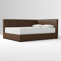 Avalon Corner Storage Bed Queen Yarn Dyed Linen Weave Alabaster