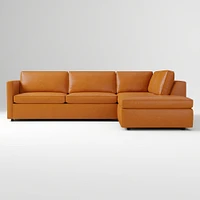 Harris 112" Right Multi-Seat 2-Piece Bumper Chaise Sleeper Sectional, Saddle Leather, Nut