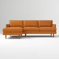 Haven Loft Set 02: RA Sofa, LA Chaise, Saddle Leather, Nut, Pecan, Trillium