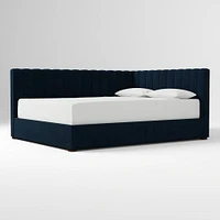 Avalon Corner Storage Bed Queen Yarn Dyed Linen Weave Alabaster