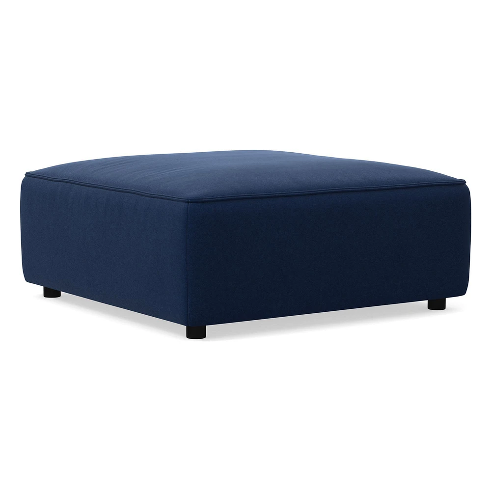 Remi Ottoman, Memory Foam, Yarn Dyed Linen Weave, Alabaster, Concealed Support
