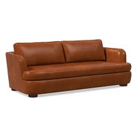 Leroy 96in Sofa, Ludlow Leather Navy, Cool Walnut