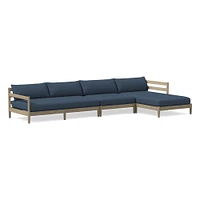 Hargrove Outdoor Sectional, Set 5: Left Arm Chaise + Armless Single Right Sofa Cushion Cover, Canvas, Natural